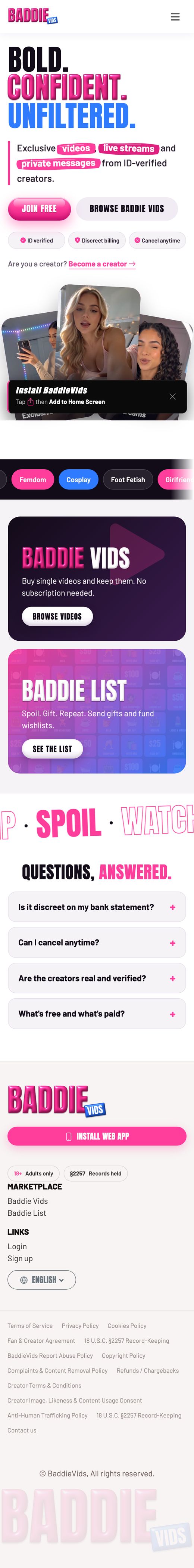 BaddieVids on a phone