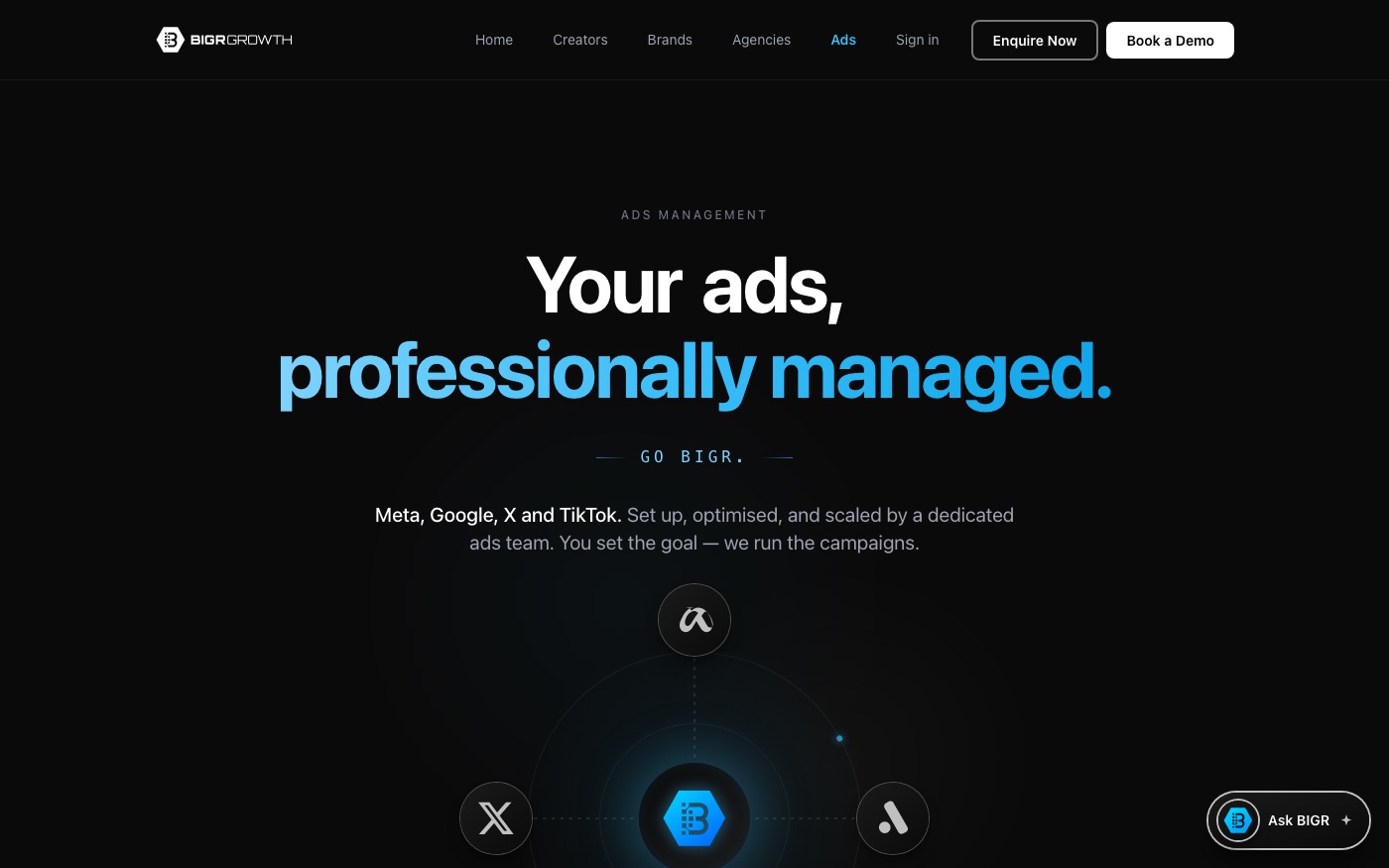 The ads centre inside the same dashboard.