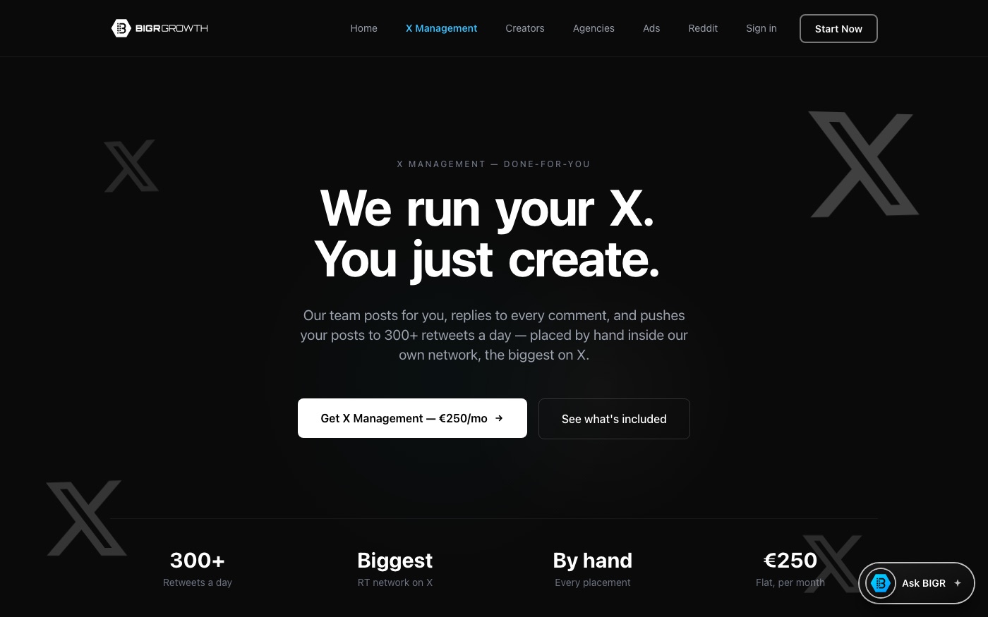 The X management plan — the managed growth product.