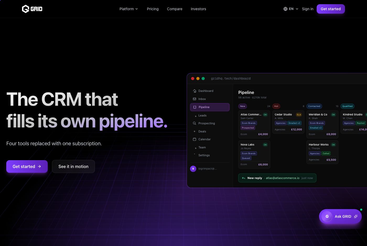 GRID CRM SaaS page