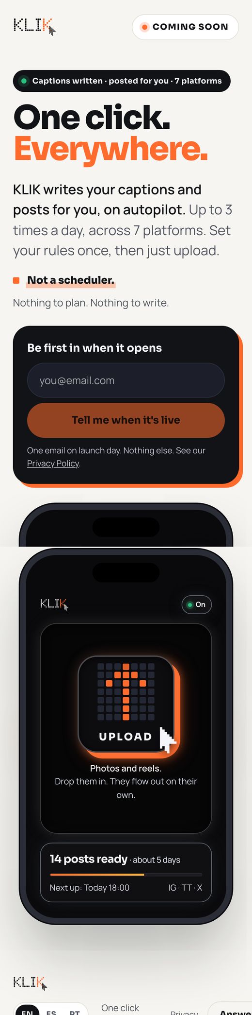 KLIK on a phone