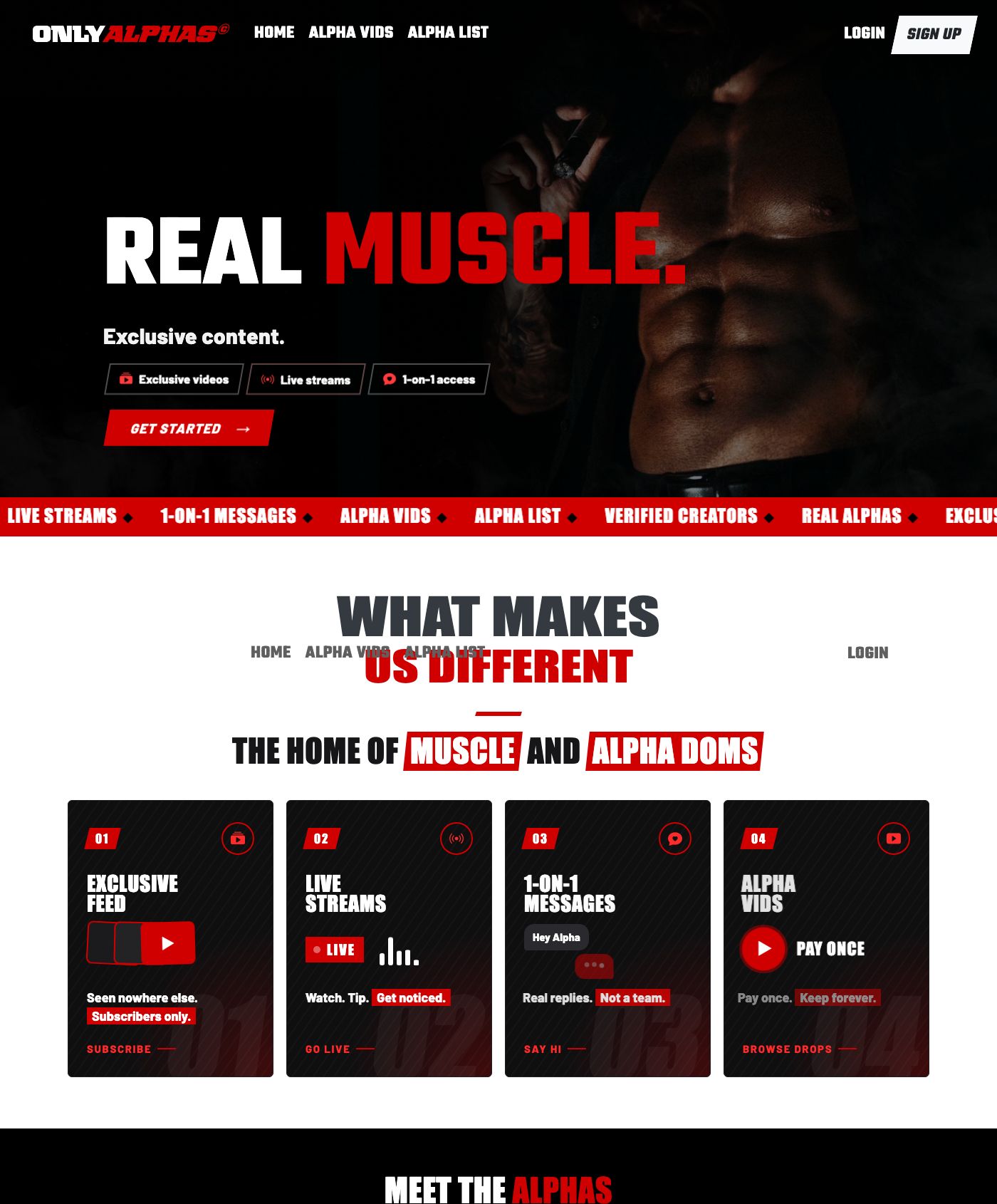 OnlyAlphas homepage