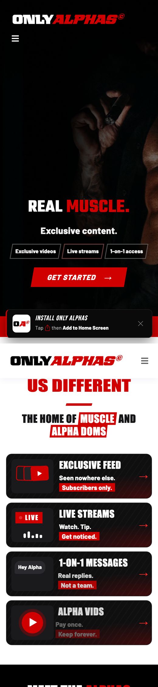 OnlyAlphas on a phone
