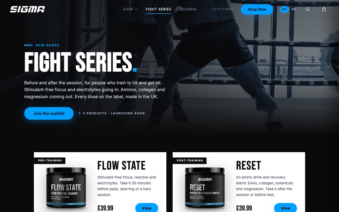 The Fight Series page and waitlist.